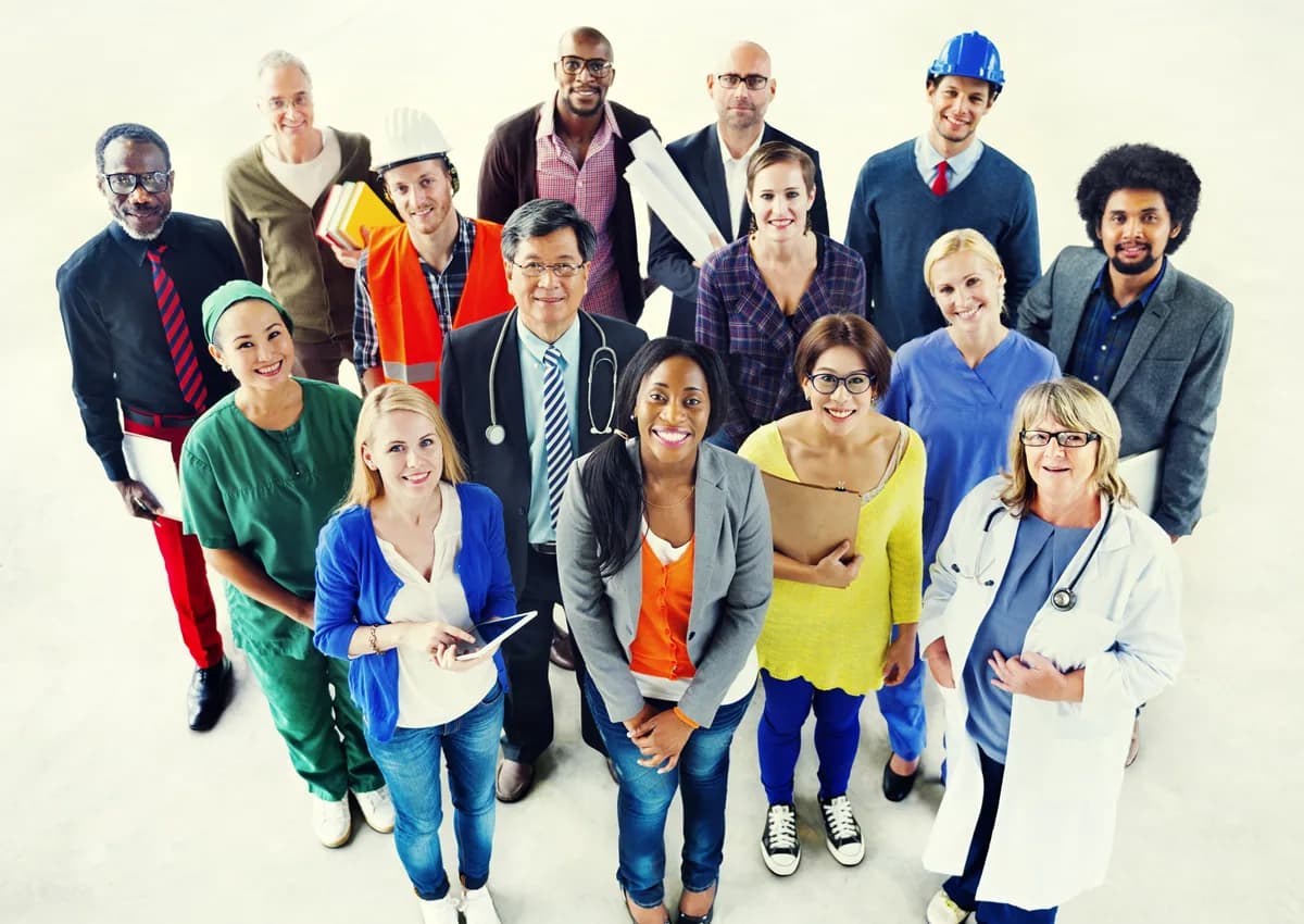 A diverse international group representing many professions and career stages