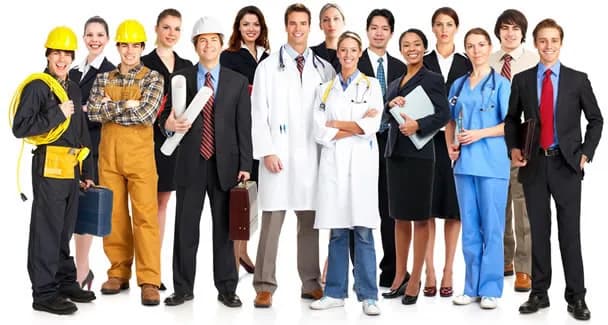 International team representing construction, healthcare, engineering, and business professions